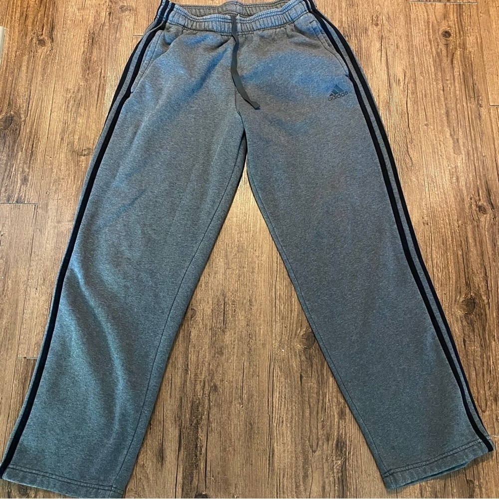 Adidas Kids Charcoal Joggers with Black Stripes